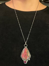 Image 2 of Rhodonite stone and ruby set in sterling silver