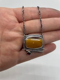 Image 1 of Mookaite stone and Garnett set in sterling silver 18” silver chain.