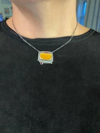 Image 2 of Mookaite stone and Garnett set in sterling silver 18” silver chain.