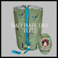 Image 2 of NEW!! Bad Hair Day Tote - Kids Teens Young Adult Green and Blue Fashion Carry Bag