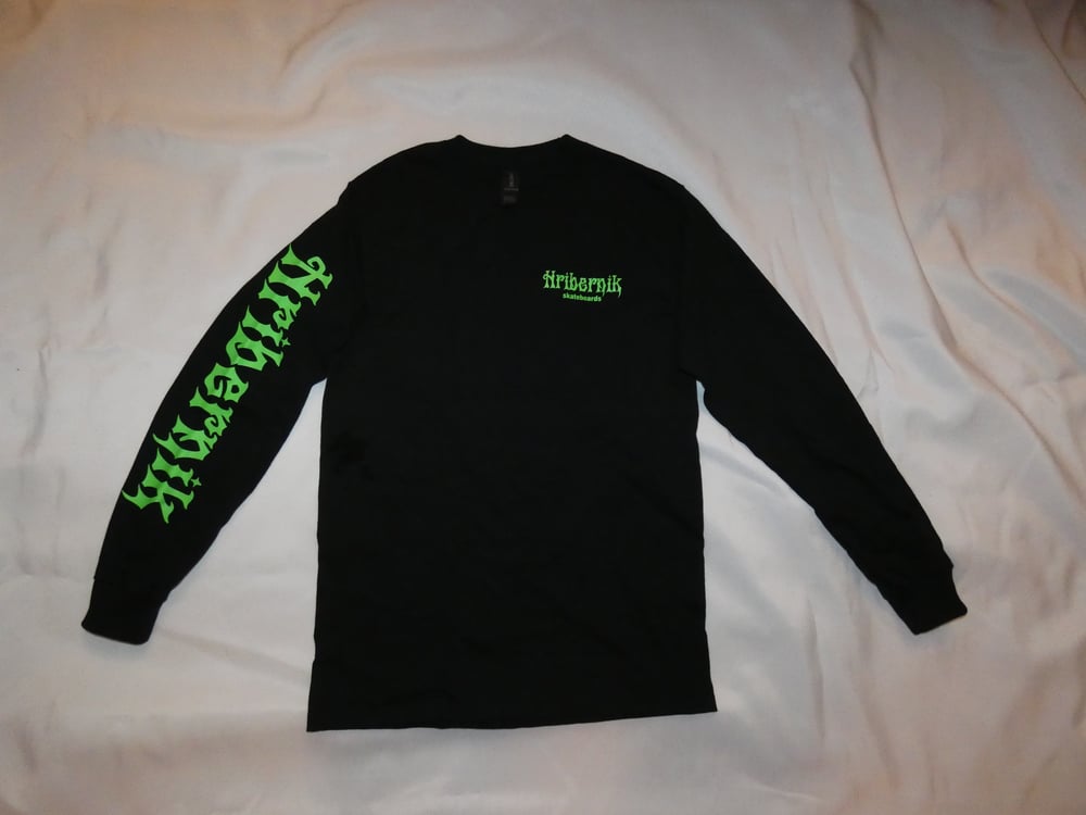 Image of Hribernik Skateboards Long Sleeve Punk Iguana Shirt Green Edition