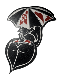 Umbrella Girl Hearts - White & Red