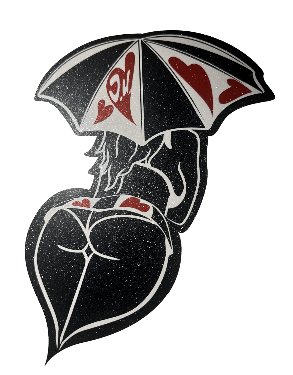 Image of Umbrella Girl Hearts - White & Red