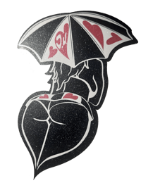 Umbrella Girl Hearts - White & Pink