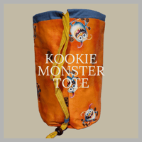 Image 1 of Kookie Monster Tote - Kids Teens Young Adult Orange and Blue Fashion Carry Bag