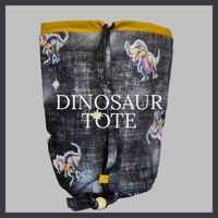 Image 1 of Dinosaurs Tote - Kids Teen Young Adult Black and Gold Fashion Carry Bag 
