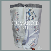 Image 1 of Humanoid Tote - Kids Teen Young Adult White and Blue Fashion Carry Bag
