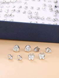 Image 1 of 2 Sets of Random Silver Rhinestone  Stud Earrings