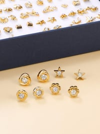 Image 1 of 2 Random Sets of Yellow Gold Rhinestone  Stud Earrings