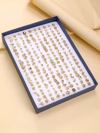 Image 2 of 2 Random Sets of Yellow Gold Rhinestone  Stud Earrings