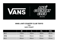 Image 2 of VANS x ANTi COUNTRY CLUB TOKYO COLLABORATION TEE - WHITE [2025]
