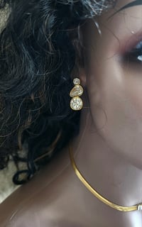 Image 7 of Tripple Diamond Drop CZ Earrings
