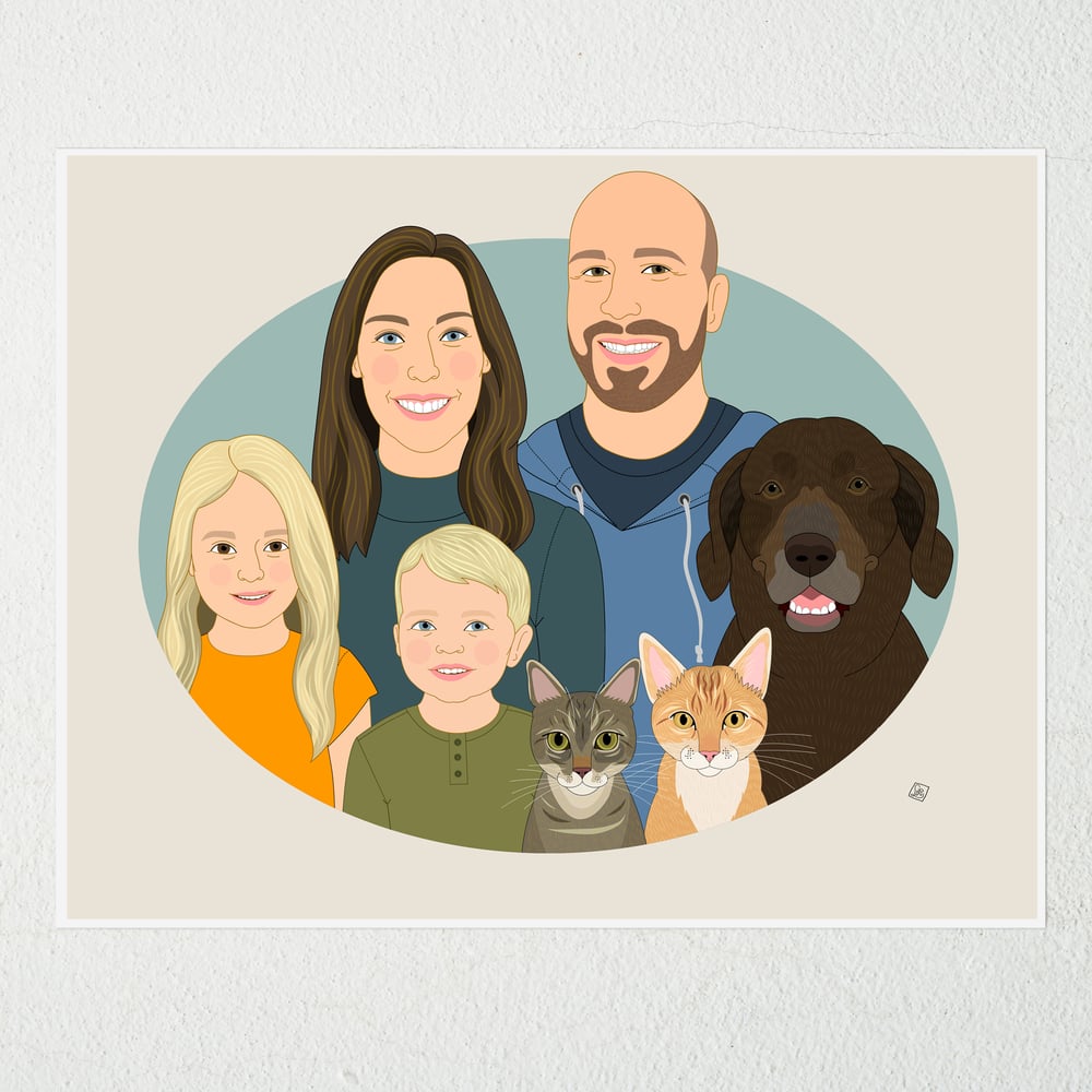 Image of Custom Family Portrait of 5 or more People or Pets