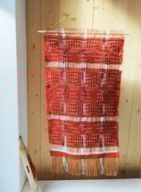Image 1 of WOVEN WALL HANGING TEXTILE ARTWORK NATURALLY DYED MADDER RED | NO.5
