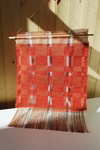 Image 1 of WOVEN WALL HANGING TEXTILE ARTWORK NATURALLY DYED MADDER RED | NO.3