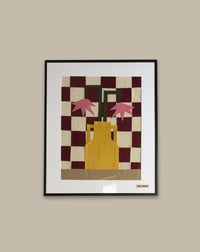 Image 2 of Flowers in Vase Print on Linen Texture Paper