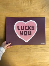 Image 1 of Lucky You Print on Linen Texture Paper