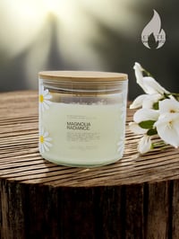 Image 2 of Magnolia Radiance 14 OZ Magnolia & Peach Scented 3-Wick Soy Wax Candle - Spring Scented Soy Candle