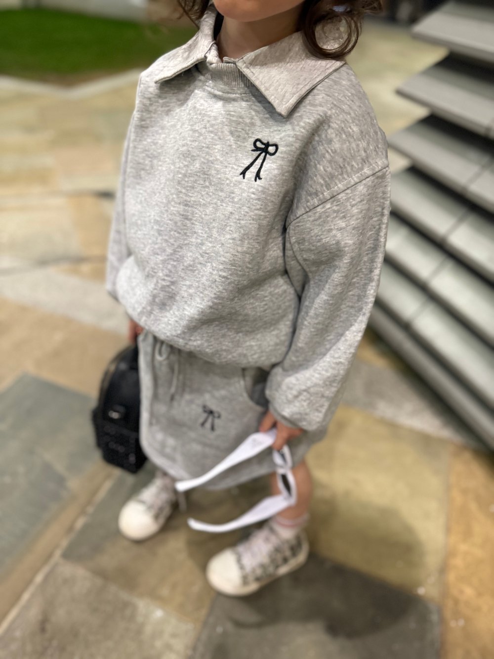 Image of Rainie Bow Grey Chunky Two Piece Set
