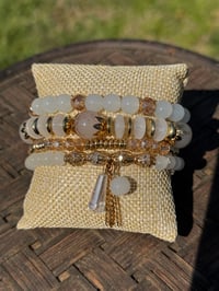 Image 1 of Rose Gold & Bone 4pc Bracelet Stack