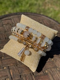 Image 2 of Rose Gold & Bone 4pc Bracelet Stack