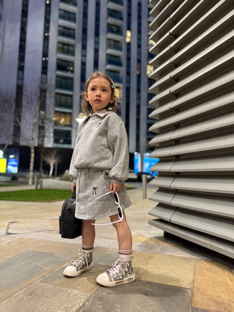 Image of Rainie Bow Grey Chunky Two Piece Set