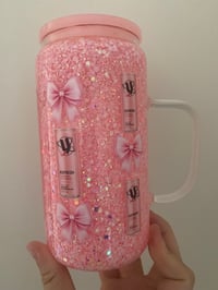 Image 2 of v pink snowglobe handled tumbler 