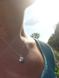 Image 2 of Hammered Sterling Silver Disc Necklace--Bright