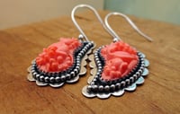 Image 3 of Paisley Earrings -- Coral