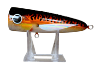 Image 1 of 60g Burgundy, Black Tiger Stripes Silver Wing Cone Head Popper 