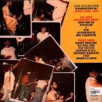Image 2 of Bad Brains - "Live At 9:30 Club Washington DC, 1982" LP (Import/Fanclub)