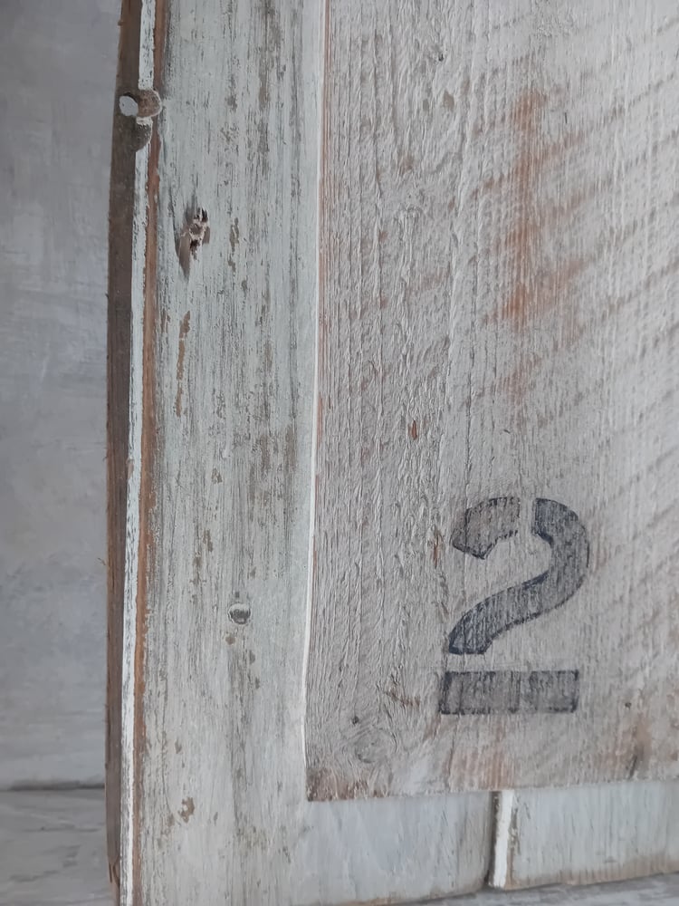 Image of Vintage Drift Timber Panel Black White Rough Sawn Hand Painted Boat Side "2"
