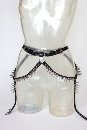 Image of SAMPLE - Heavy Metal Spiked Chest Harness in black fauxleather (Size S)