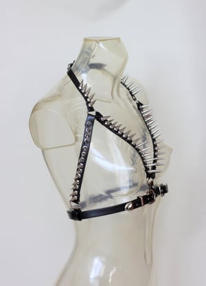 Image of SAMPLE - Heavy Metal Spiked Chest Harness in black fauxleather (Size S)
