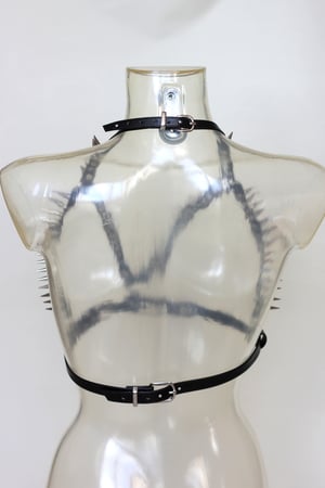 Image of SAMPLE - Heavy Metal Spiked Chest Harness in black fauxleather (Size S)