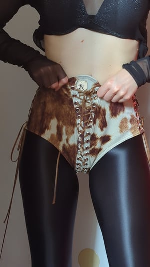 Image of SAMPLE - Lower waisted Infinity Lace Up Hotpants in Moo (Size S)