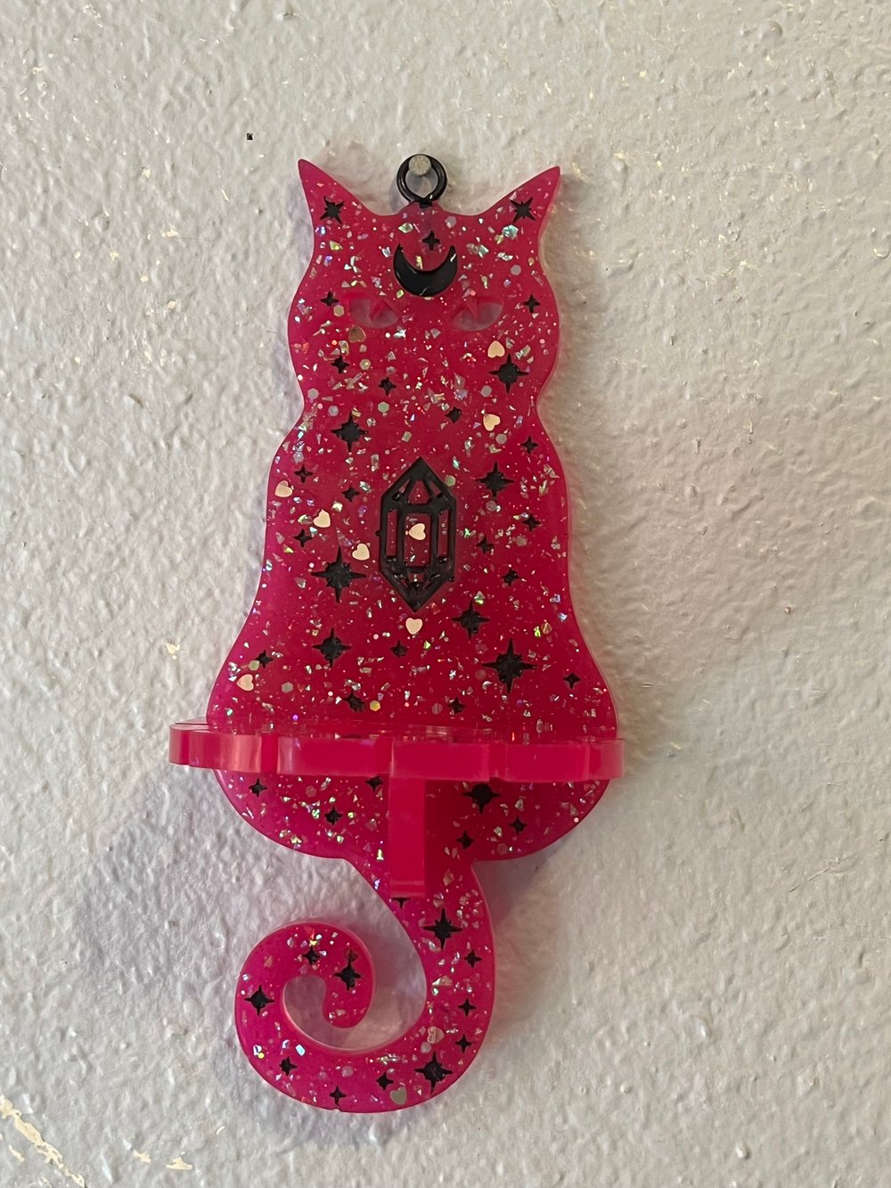 Image of Pink hanging cat shelf