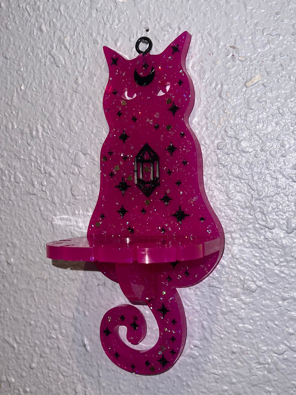 Image of Pink hanging cat shelf