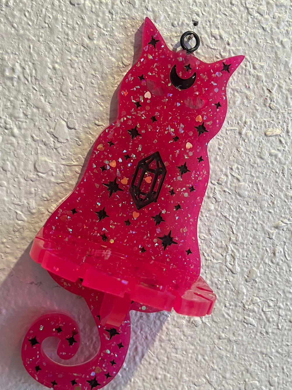 Image of Pink hanging cat shelf