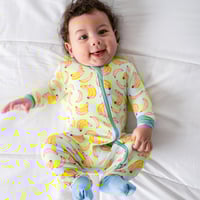 Image 2 of Baby Bamboo Pajamas w/ Dreamcuffs® - Blue Bananas