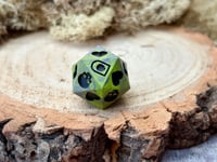 Image 2 of B Grade Death Save D20 Dice for Dungeons and Dragons | Grey and Yellow Swirl Jesmonite Dice
