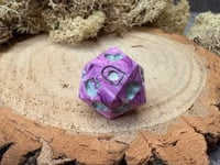 Image 2 of B Grade Death Save D20 Dice for Dungeons and Dragons | Pink and Purple Jesmonite Dice