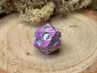 Image 3 of B Grade Death Save D20 Dice for Dungeons and Dragons | Pink and Purple Jesmonite Dice