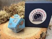 Image 2 of Blue and Copper D20 Chonk | Large Jesmonite Dungeons and Dragons Dice