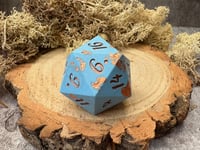 Image 4 of Blue and Copper D20 Chonk | Large Jesmonite Dungeons and Dragons Dice
