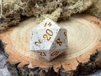 Image 1 of Beige and Gold Glitter Chonk D20 | Jesmonite Dice for Dungeons and Dragons