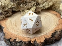Image 3 of Beige and Gold Glitter Chonk D20 | Jesmonite Dice for Dungeons and Dragons