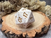 Image 4 of Beige and Gold Glitter Chonk D20 | Jesmonite Dice for Dungeons and Dragons