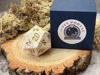 Image 5 of Beige and Gold Glitter Chonk D20 | Jesmonite Dice for Dungeons and Dragons