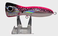 Image 1 of 40g Black Tip Tiger Stipe Pink Body, Silver Belly Popper